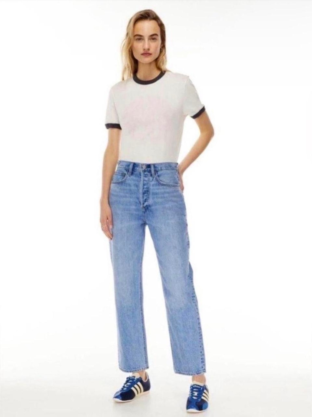 Denim Forum Joni High-Rise Straight Jeans - Light Blue